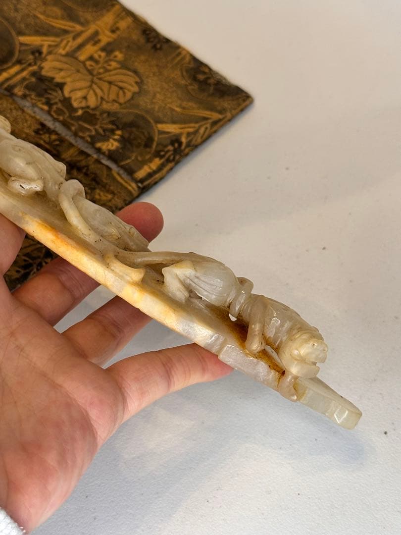 中国 古玉 瑞獣彫 玉佩 共袋 旧蔵品 コレクション