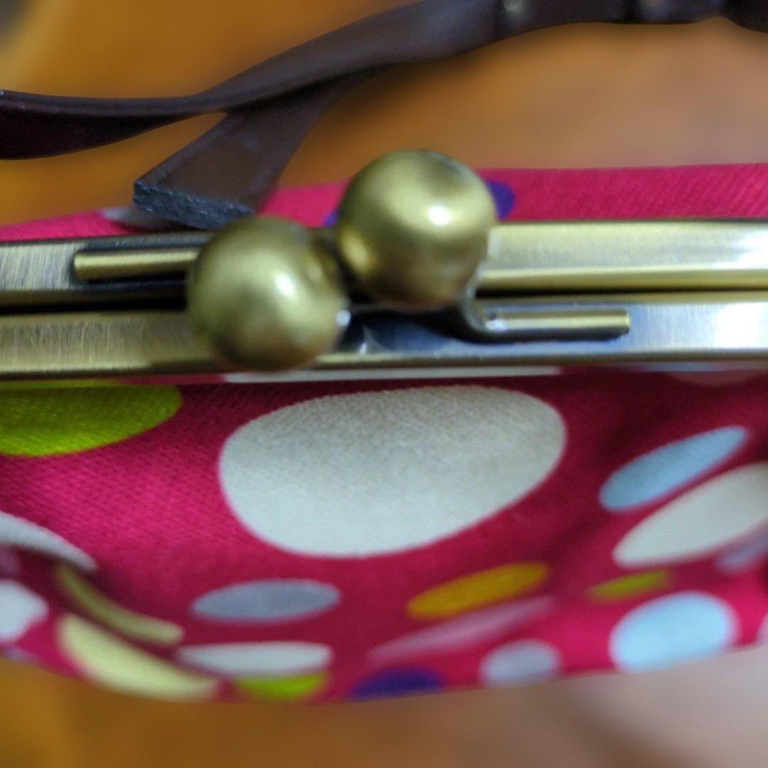 アヤノコウジ カラフル水玉模様がま口 ショルダーバッグ♪