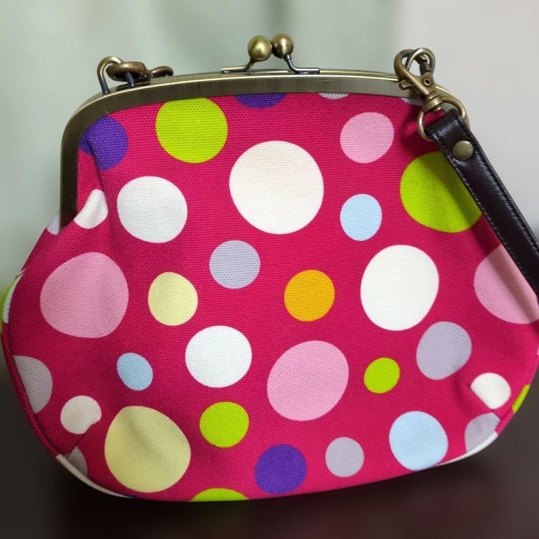 アヤノコウジ カラフル水玉模様がま口 ショルダーバッグ♪