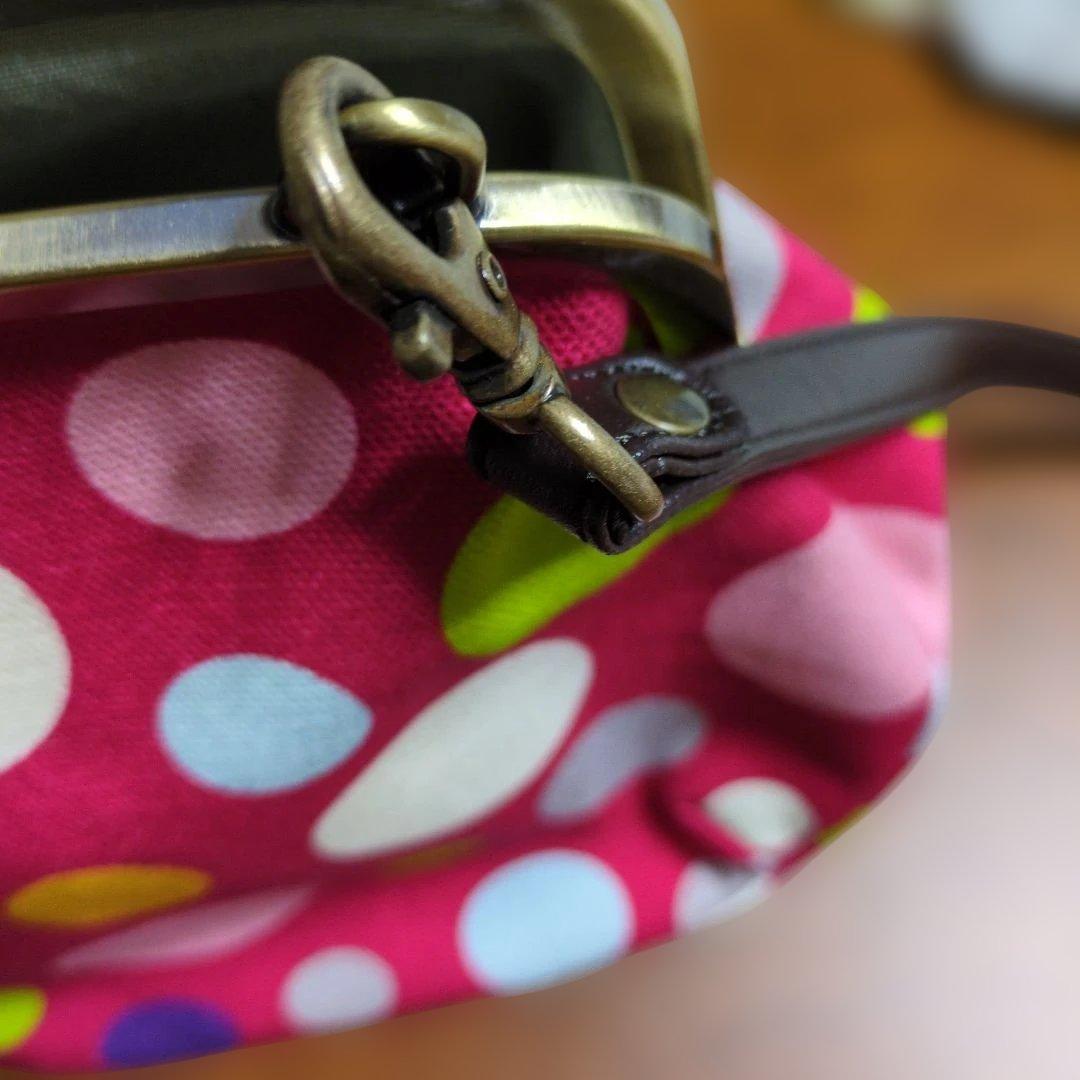 アヤノコウジ カラフル水玉模様がま口 ショルダーバッグ♪