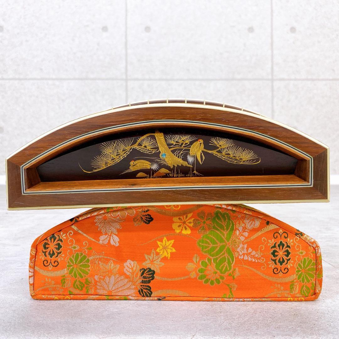 十三絃 和琴（琴袋・琴座付き）蒔絵・七宝装飾入り 和楽器