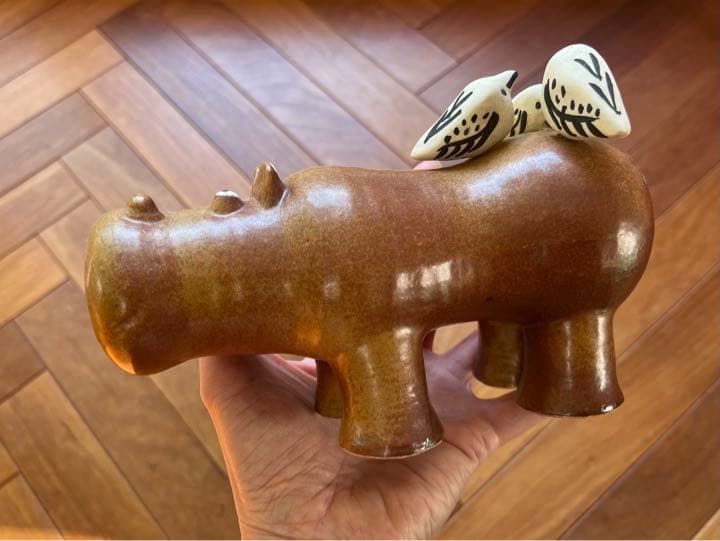 《難あり特価》《希少》Lisa Larson/STORA ZOO (カバと鳥)