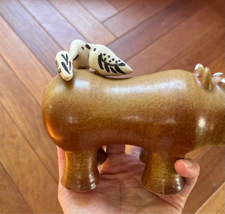 《難あり特価》《希少》Lisa Larson/STORA ZOO (カバと鳥)