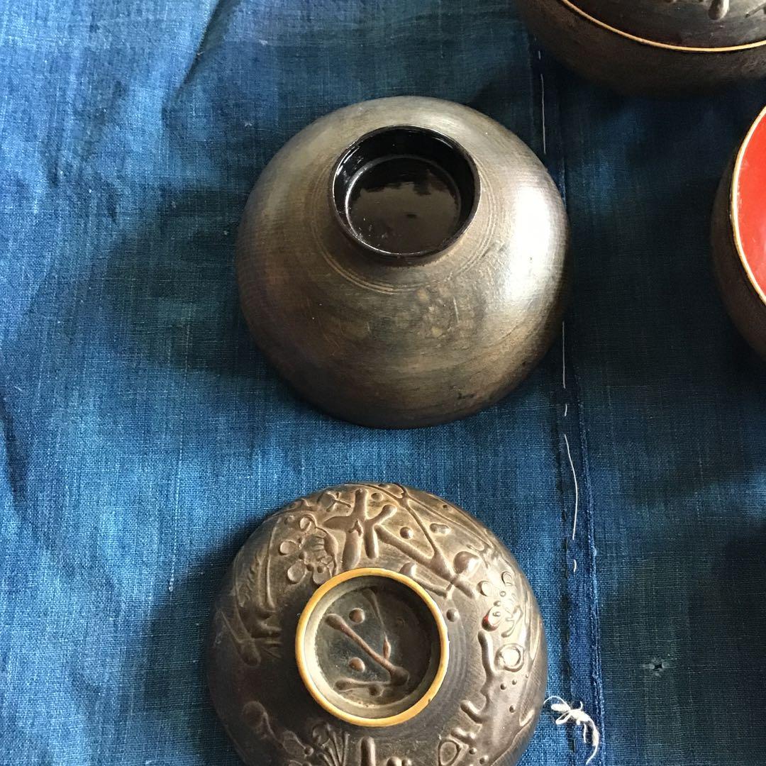 会津鉄錆塗 金蒔絵 椀6客 時代木製漆器 吸物 伝統工芸 漆芸 - メルカリ