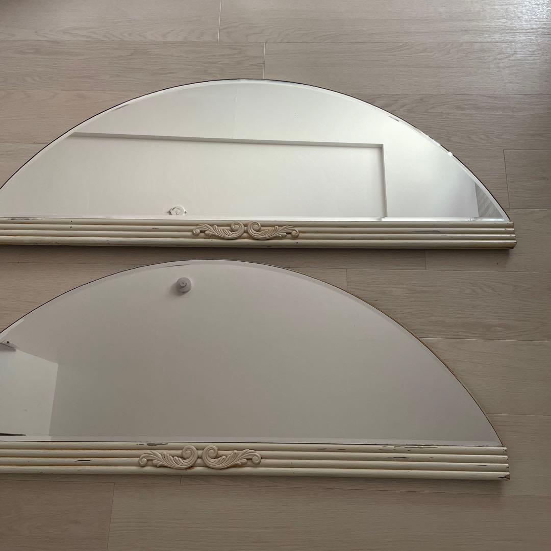 壁掛け、立て掛けミラー２枚1組アンティーク風ブロカント