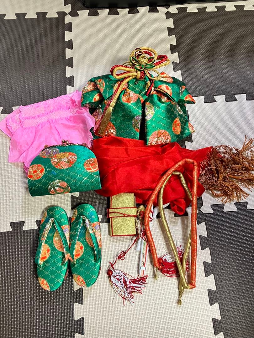 ♡　七五三用 ピンク花柄着物　7歳　フルセット