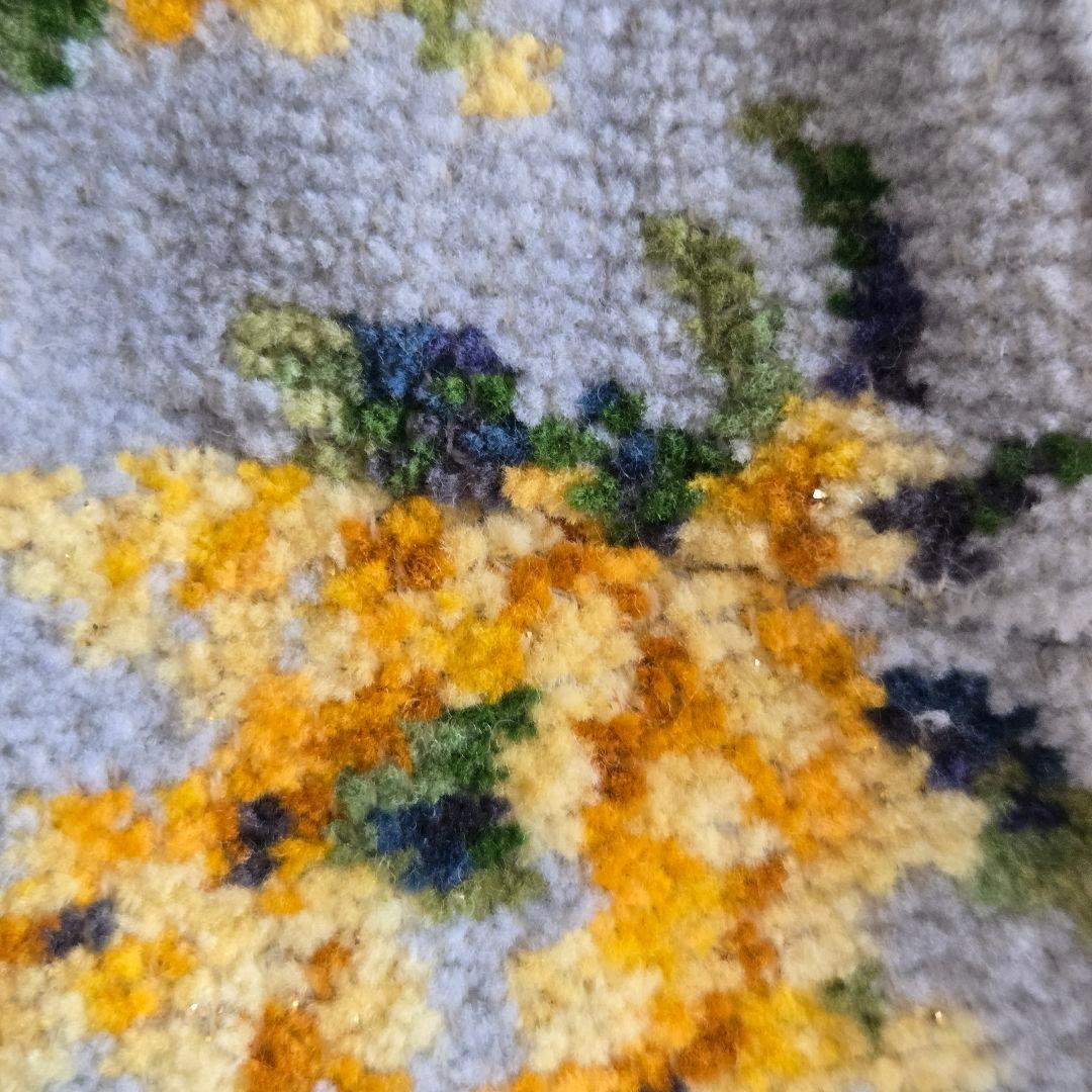 希少　FEILER ミモザ花柄エプロン シルバーグレー