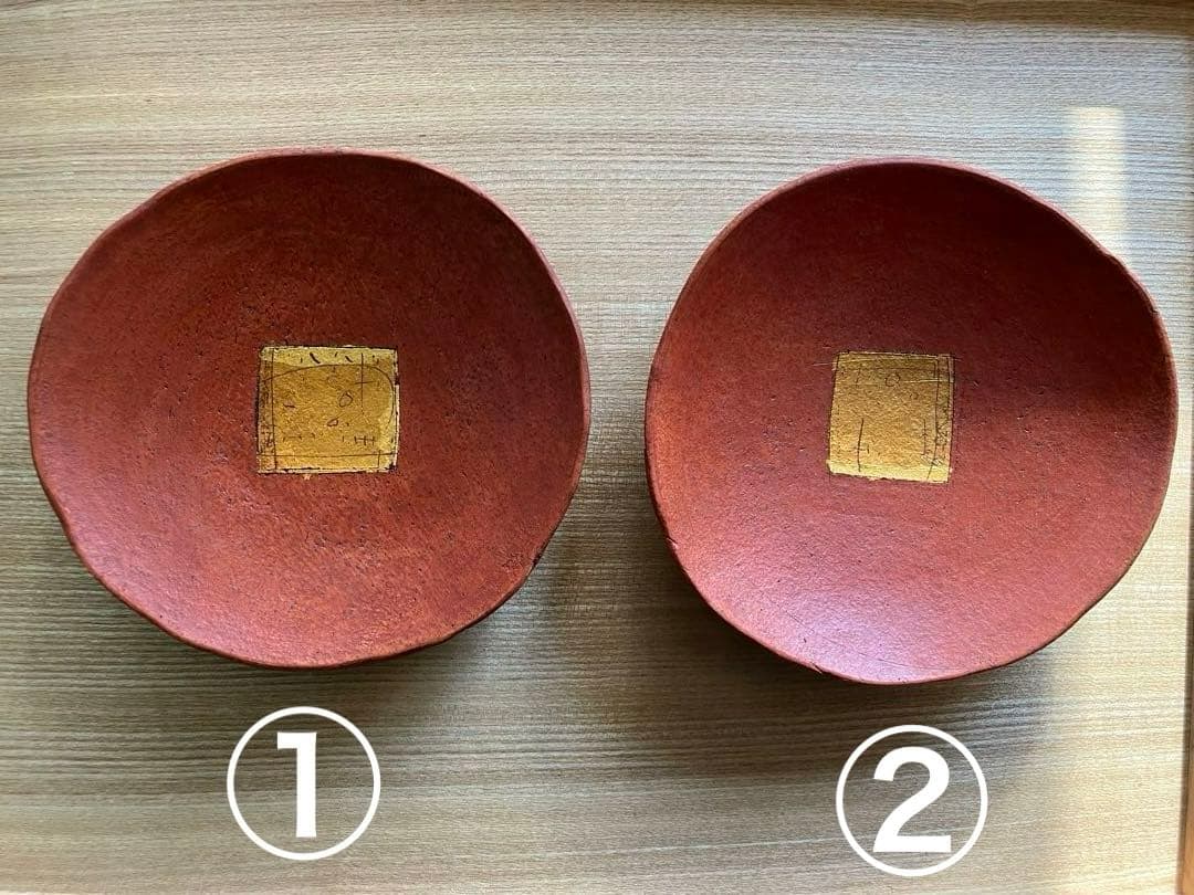 西川 聡 ★ 赤い皿　金彩 丸皿 一枚 ①