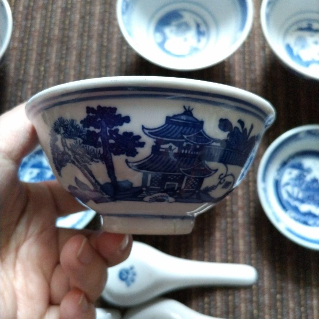 【デッドストック】1960年代　中国景徳鎮　人民瓷廠　山水画　１２点セット