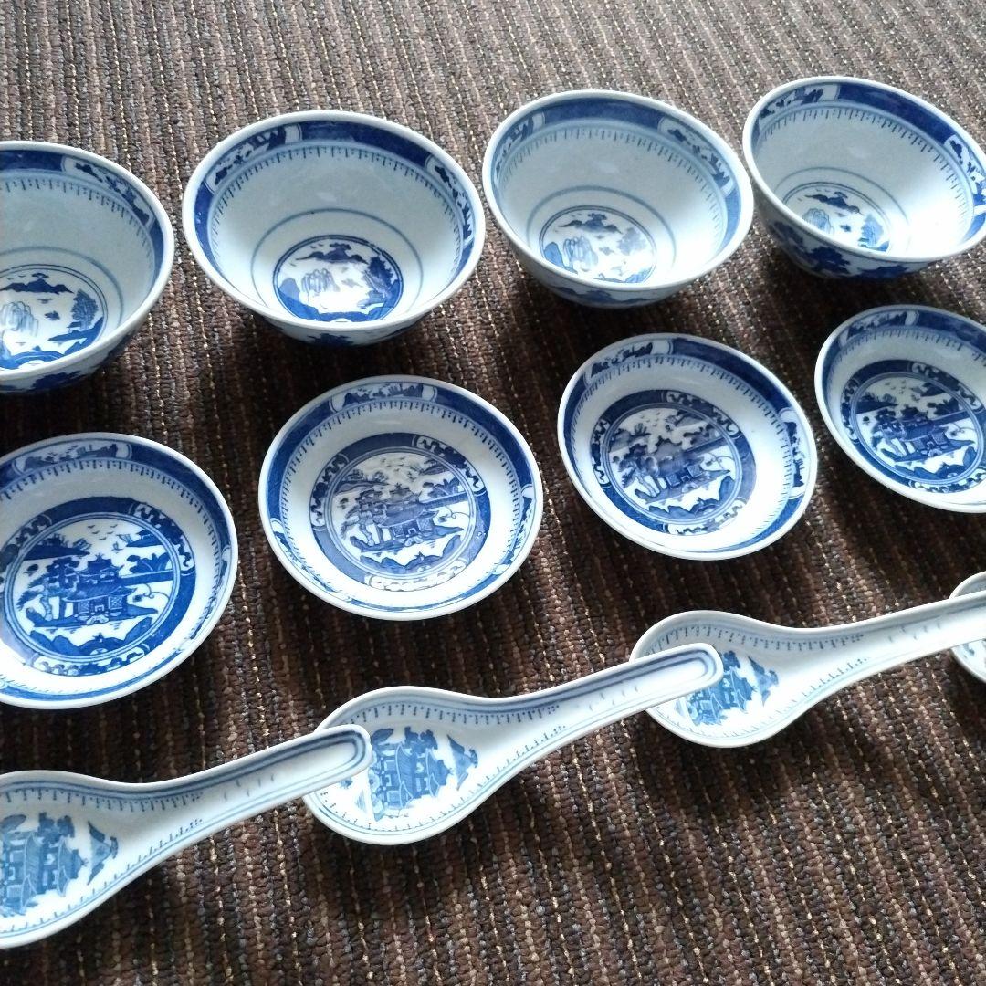 【デッドストック】1960年代　中国景徳鎮　人民瓷廠　山水画　１２点セット