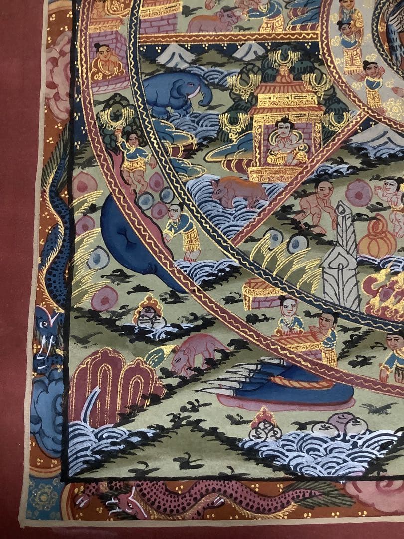 《 チベット密教　新品　1点物 》 手描き　曼荼羅　仏陀　六道輪廻　仏教　c6