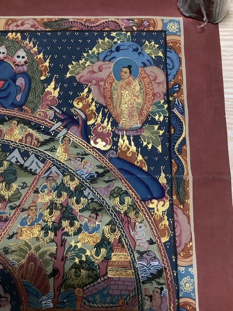 《 チベット密教　新品　1点物 》 手描き　曼荼羅　仏陀　六道輪廻　仏教　c6