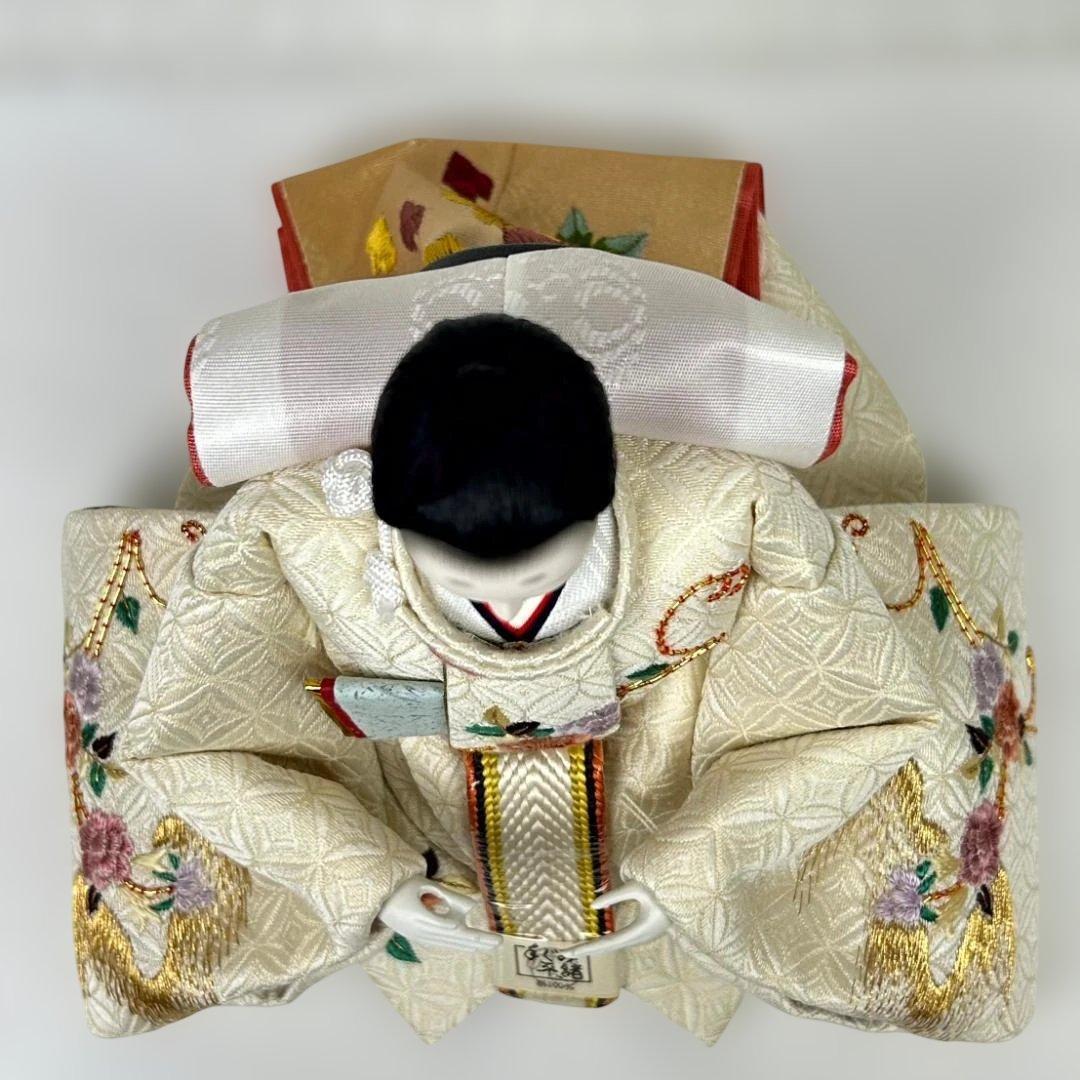 【高級品】雛人形　小木人形　親王飾り男雛と女雛　ひゐな　龍飛作　屛風付き