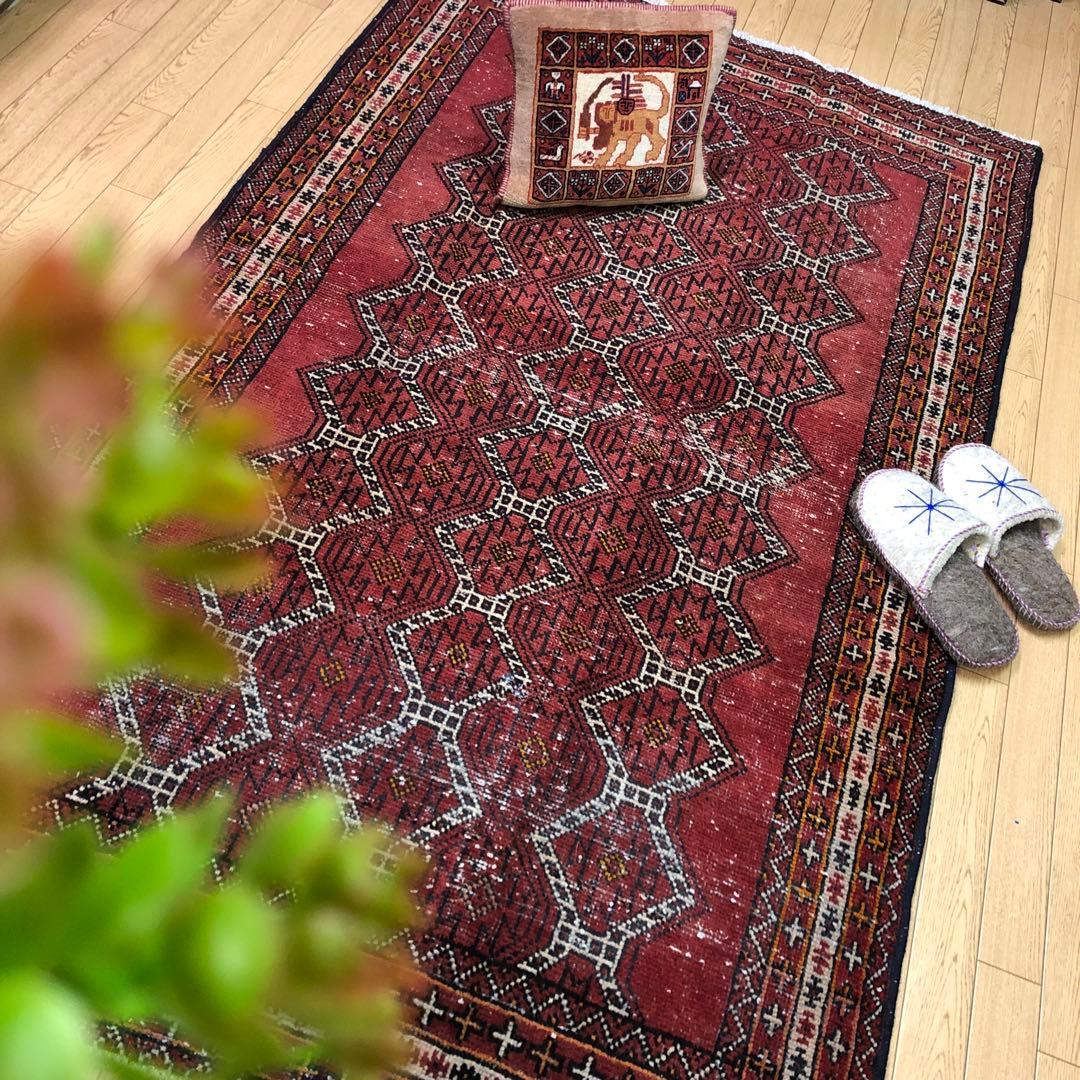 ペルシャ絨毯 ヴィンテージラグ 206×122cm 手織り オールドpersia