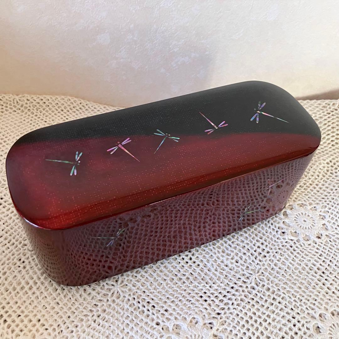 駿河漆器 細田豊 作 螺鈿細工 曲げわ重ね箱 二段弁当箱 かぶせ蓋