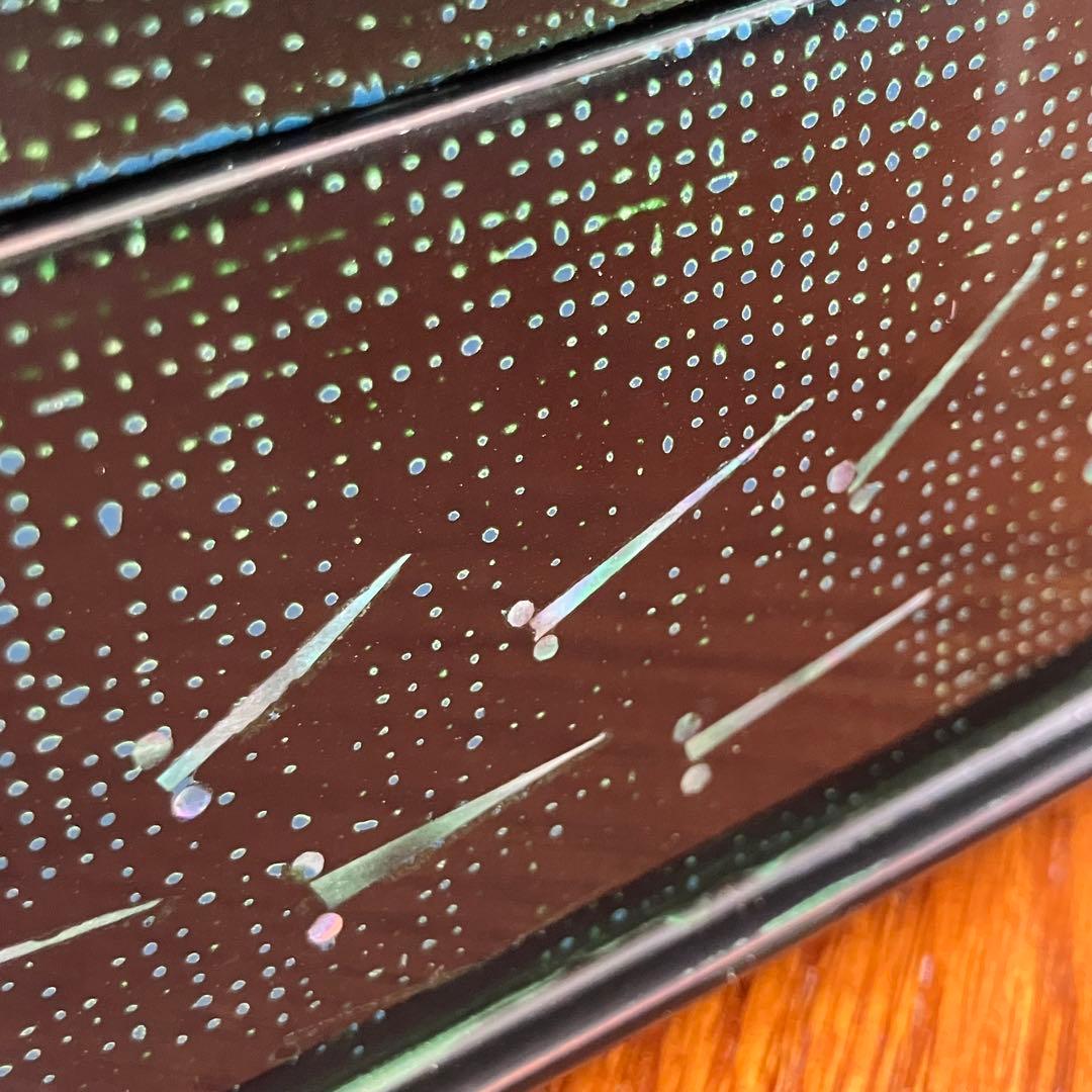 駿河漆器 細田豊 作 螺鈿細工 曲げわ重ね箱 二段弁当箱 かぶせ蓋