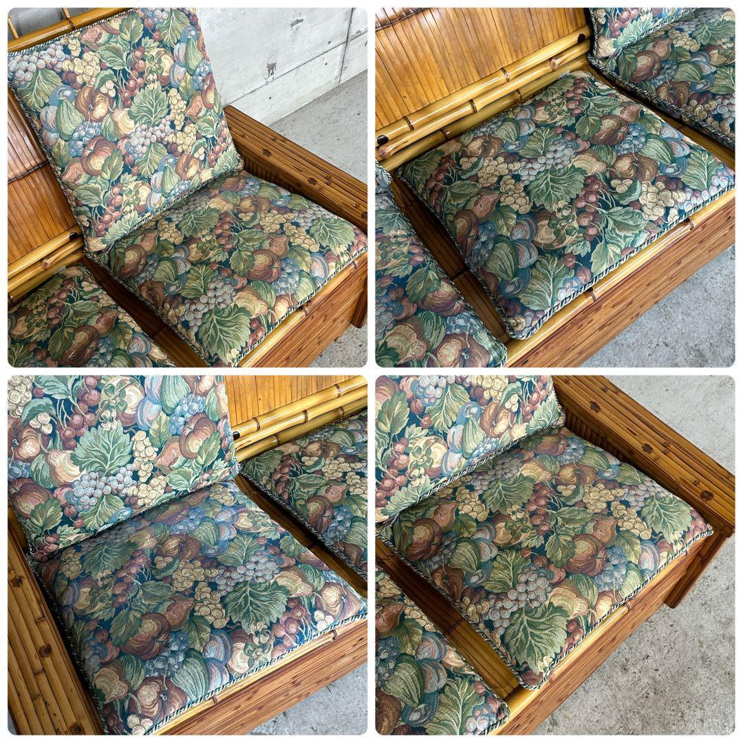 ✿伝統工芸✿ 和風竹家具 “梅里竹芸” 3人掛けソファ アジアン家具