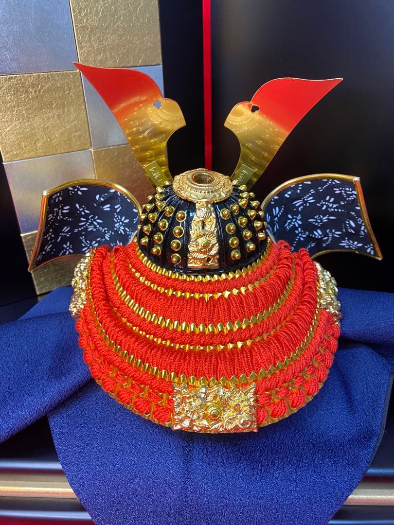 東京久月　五月人形　兜飾り平飾りセット　正絹糸　コンパクトサイズ