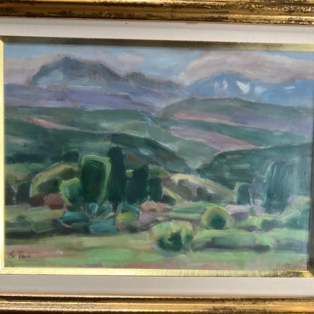 辻朗 油彩画 風景画 金色フレーム 穏やかな色合いが素敵な作品です