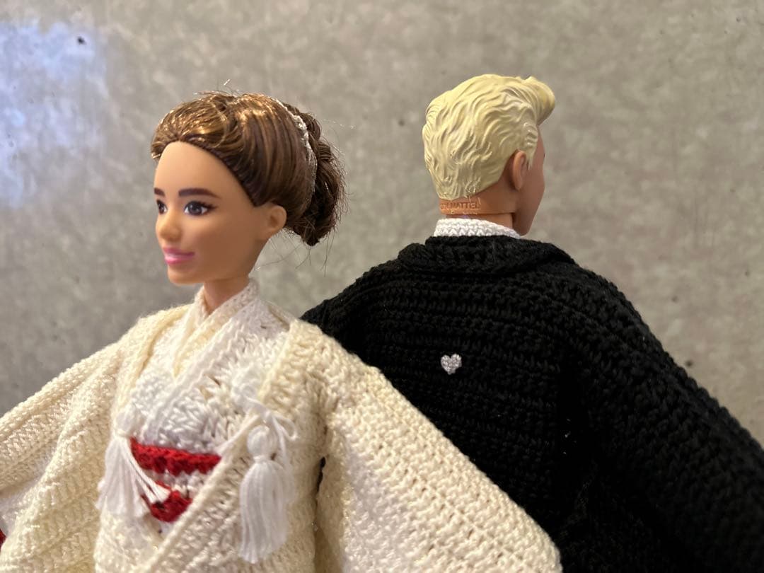 結婚式 和装バービー Handmade Wedding Kimono Dolls
