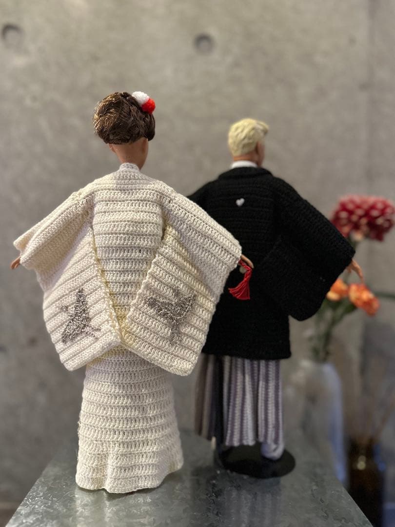 結婚式 和装バービー Handmade Wedding Kimono Dolls