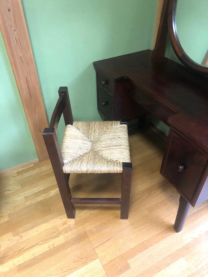 特丸型一面鏡　ドレッサーと椅子　松本民芸家具　鏡台