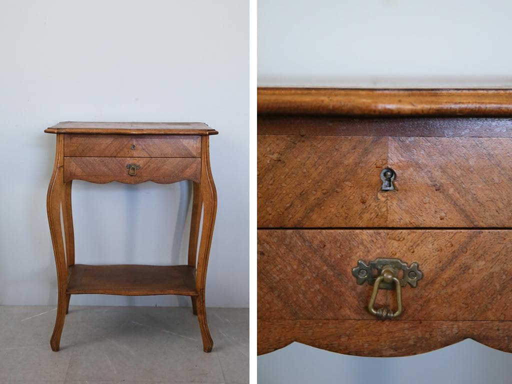 フランスアンティーク◇木製ソーイングテーブル/裁縫箱/机/化粧台(90-195)