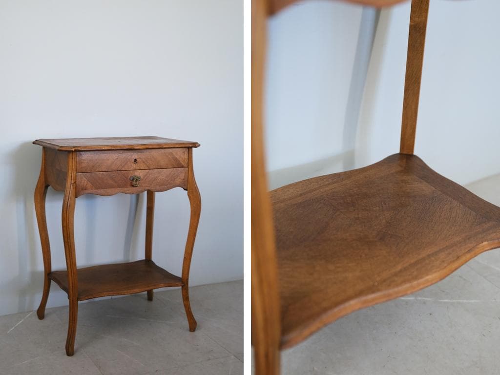 フランスアンティーク◇木製ソーイングテーブル/裁縫箱/机/化粧台(90-195)