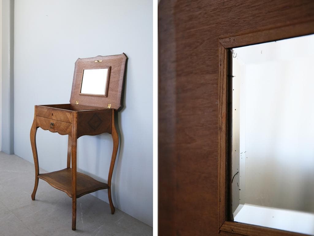 フランスアンティーク◇木製ソーイングテーブル/裁縫箱/机/化粧台(90-195)