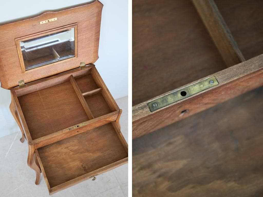 フランスアンティーク◇木製ソーイングテーブル/裁縫箱/机/化粧台(90-195)