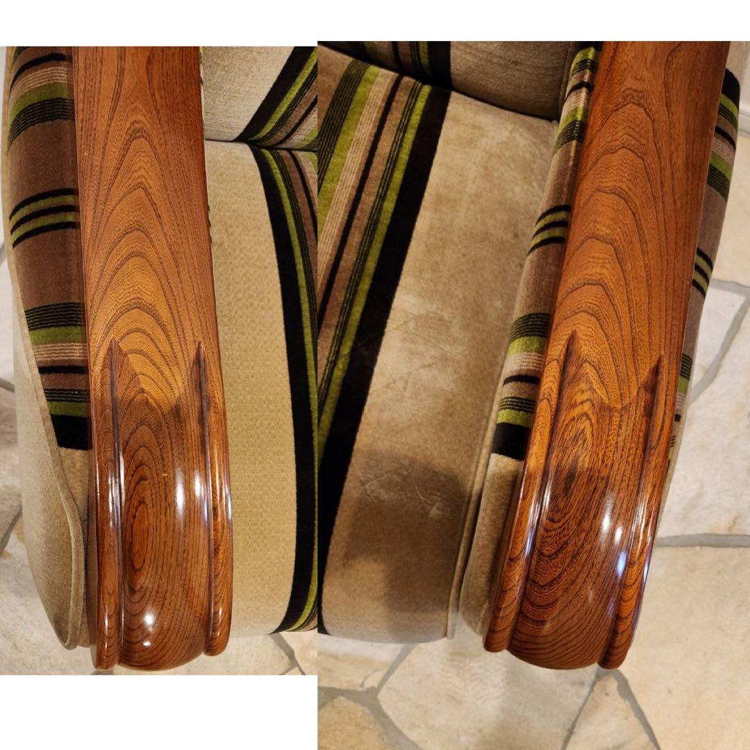 昭和レトロ　アンティーク ストライプ3pソファ モケット　ファブリック