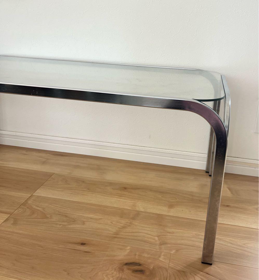 ミッドセンチュリー　ガラステーブル　古家具　ラウンドシルエット