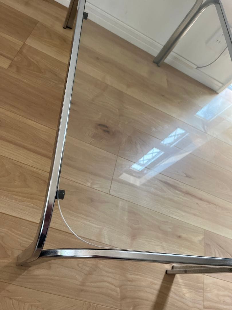 ミッドセンチュリー　ガラステーブル　古家具　ラウンドシルエット