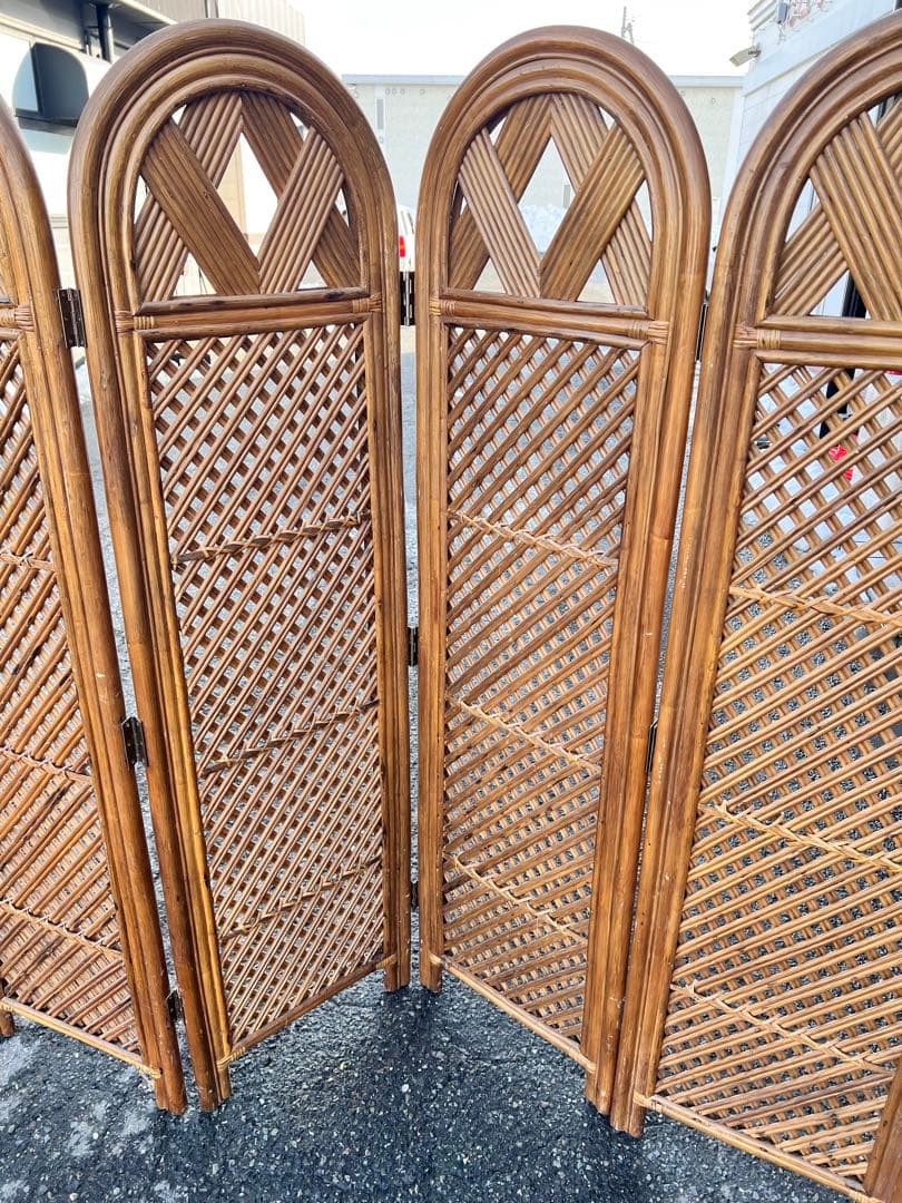 パーテーション ラタン パーティション 籐 衝立 おしゃれ 間仕切り 4連 和風