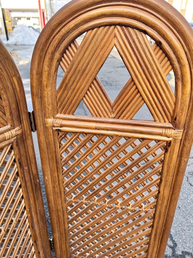 パーテーション ラタン パーティション 籐 衝立 おしゃれ 間仕切り 4連 和風