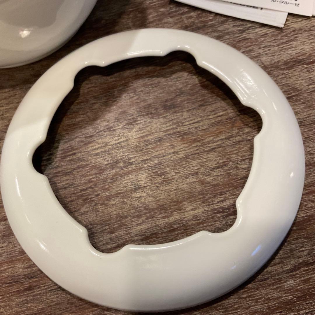 美品！ル・クルーゼ フォンデュ鍋 琺瑯 0.7L 片手鍋 ホワイト 白 20cm