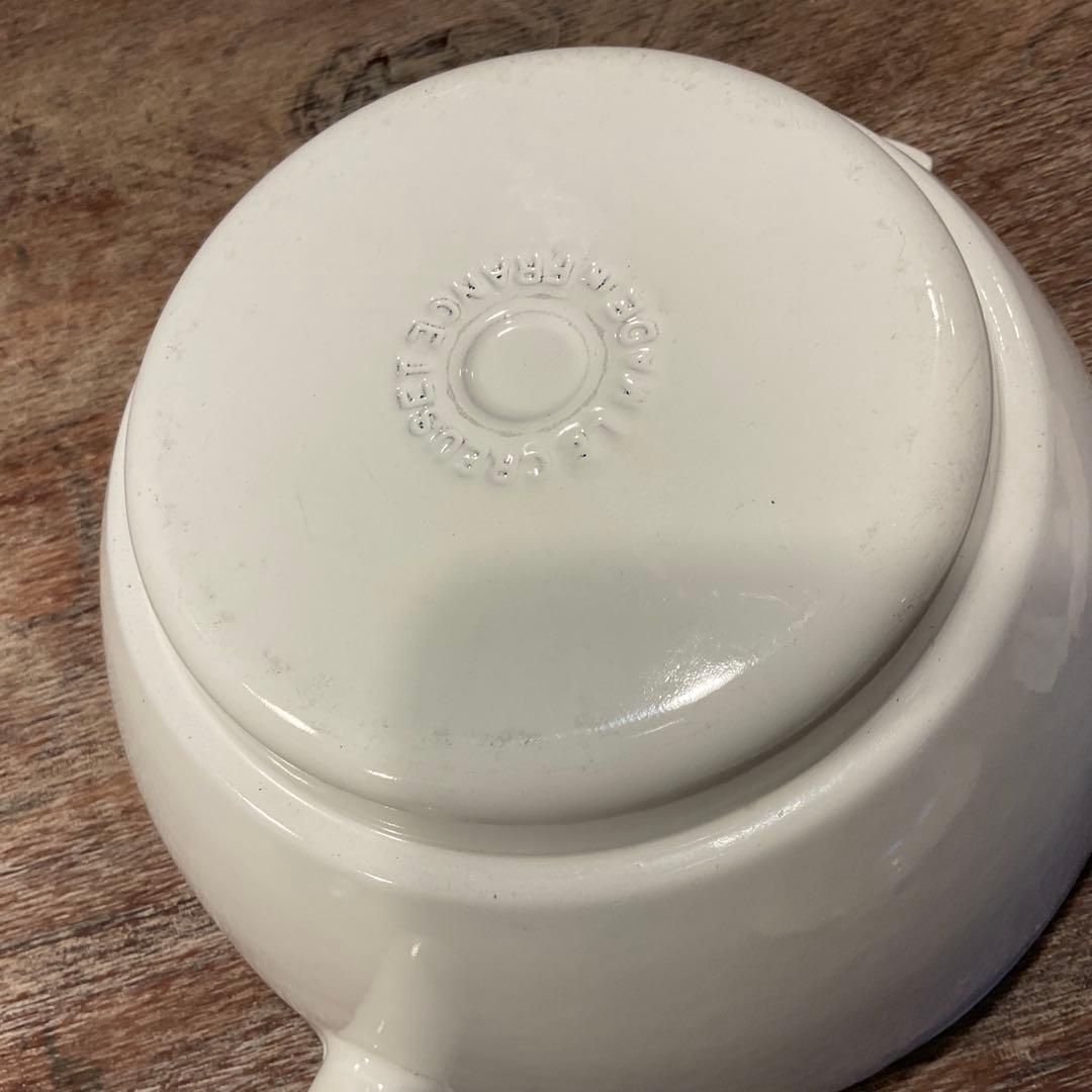 美品！ル・クルーゼ フォンデュ鍋 琺瑯 0.7L 片手鍋 ホワイト 白 20cm