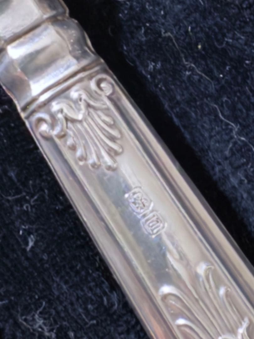 イギリスアンティーク 純銀製バターナイフ6本セットボックス付