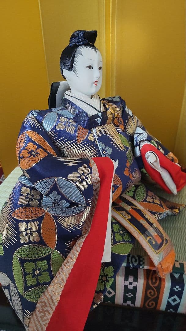 50年前 七段飾りのお雛様(上だけ) 昭和レトロ 内裏雛 金屏風 台座