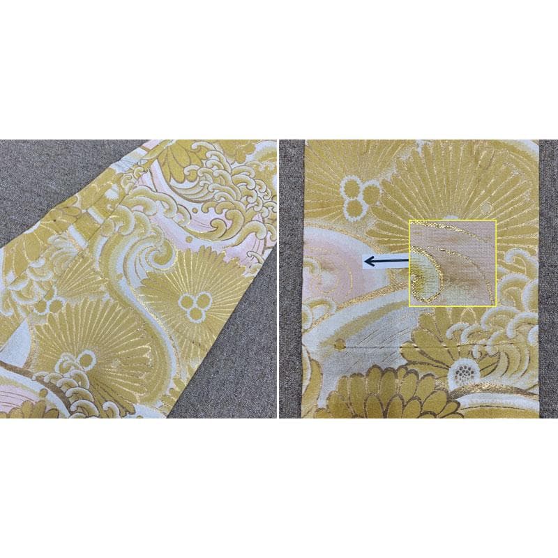 ◎504ag33◎七五三 七歳 女児 単衣 セミアンティーク 着物&丸帯◎美品