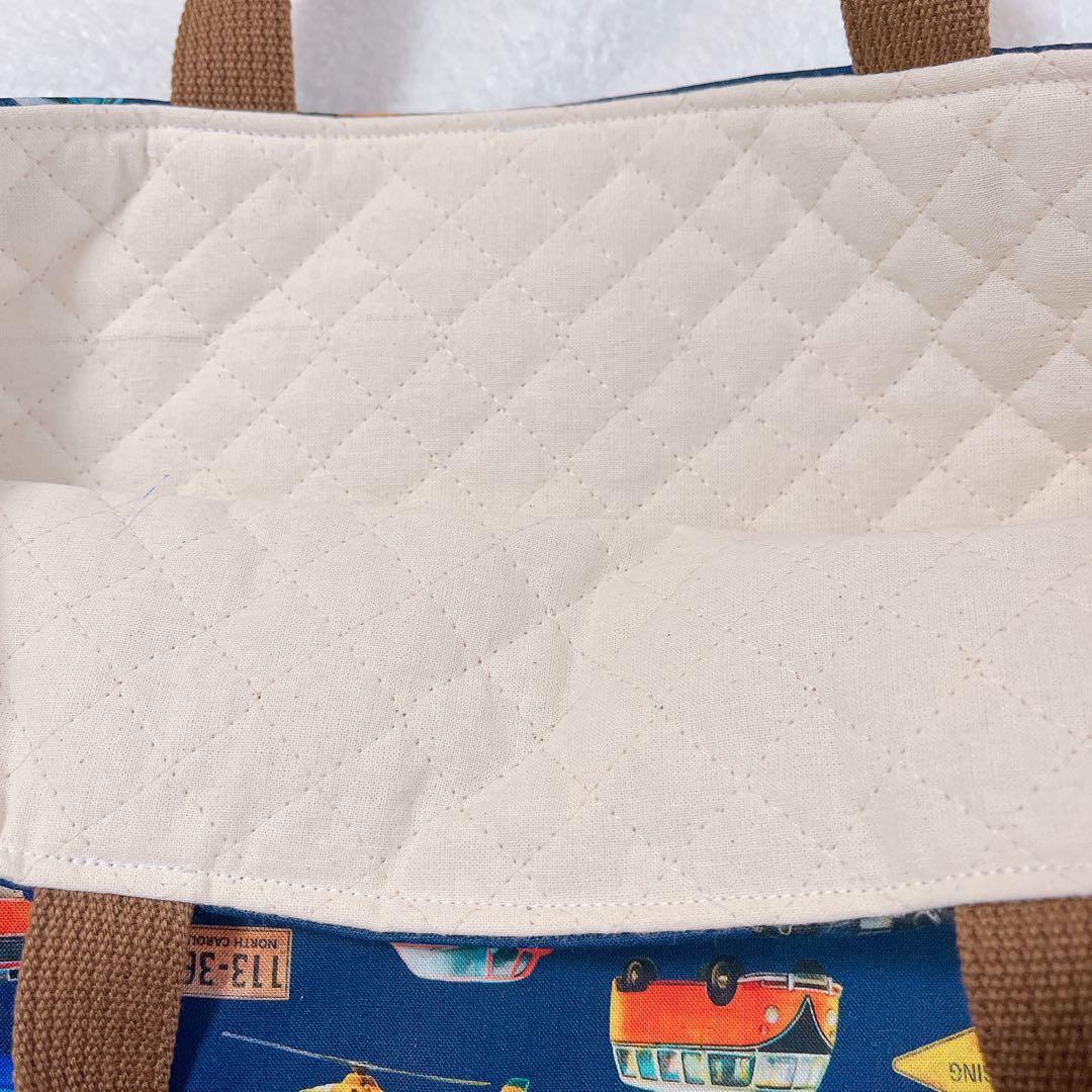 マチ付きレッスンバッグ ハンドメイド キルティン男の子 乗り物