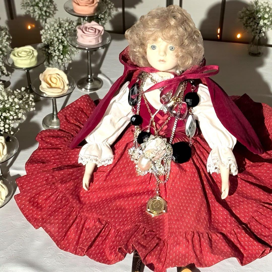 ビスクドール 赤ずきん 若月まり子 作家 作品 ドールスタンド付き