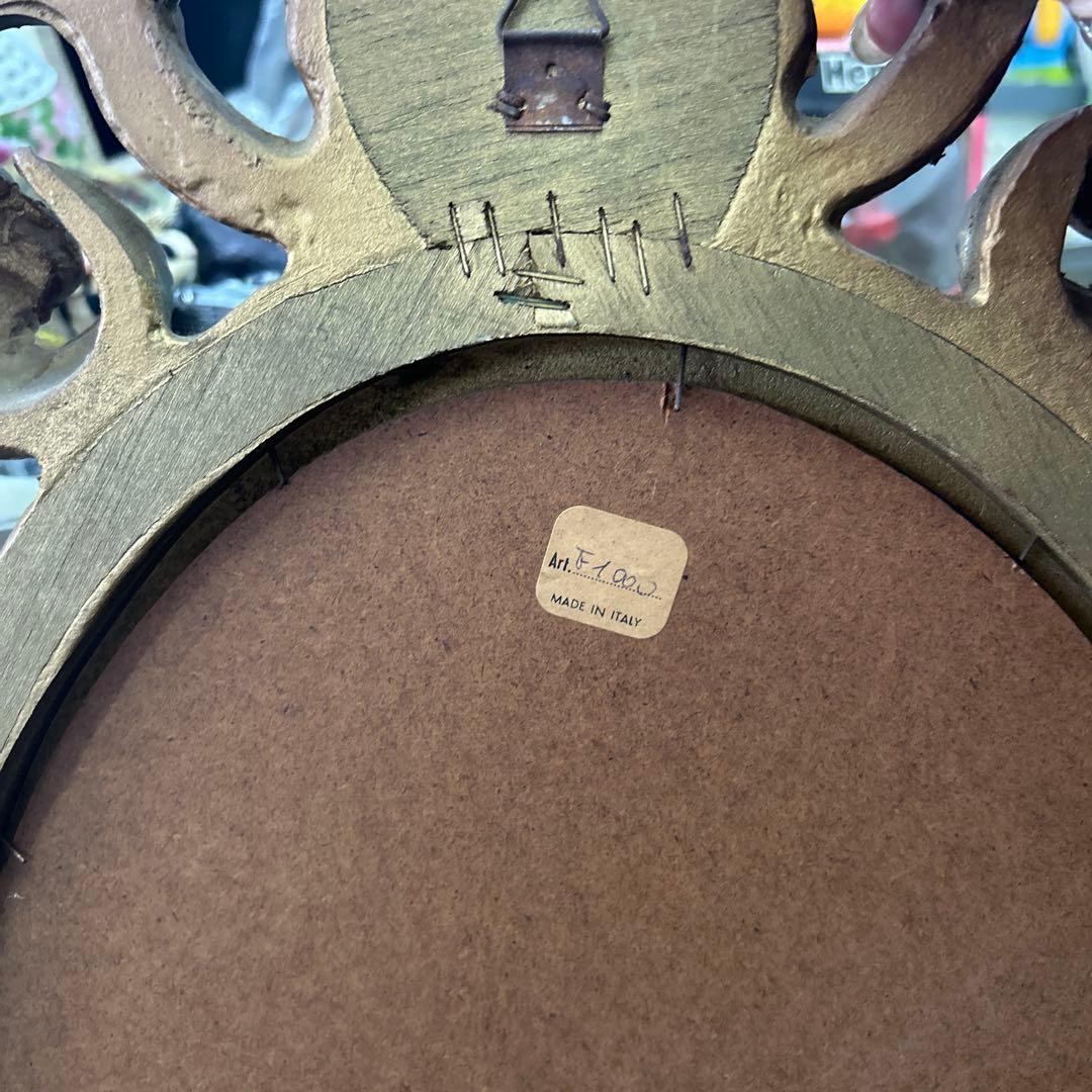 イタリア製　　壁掛け ウォールミラー アンティーク 鏡 飾りミラー 木製