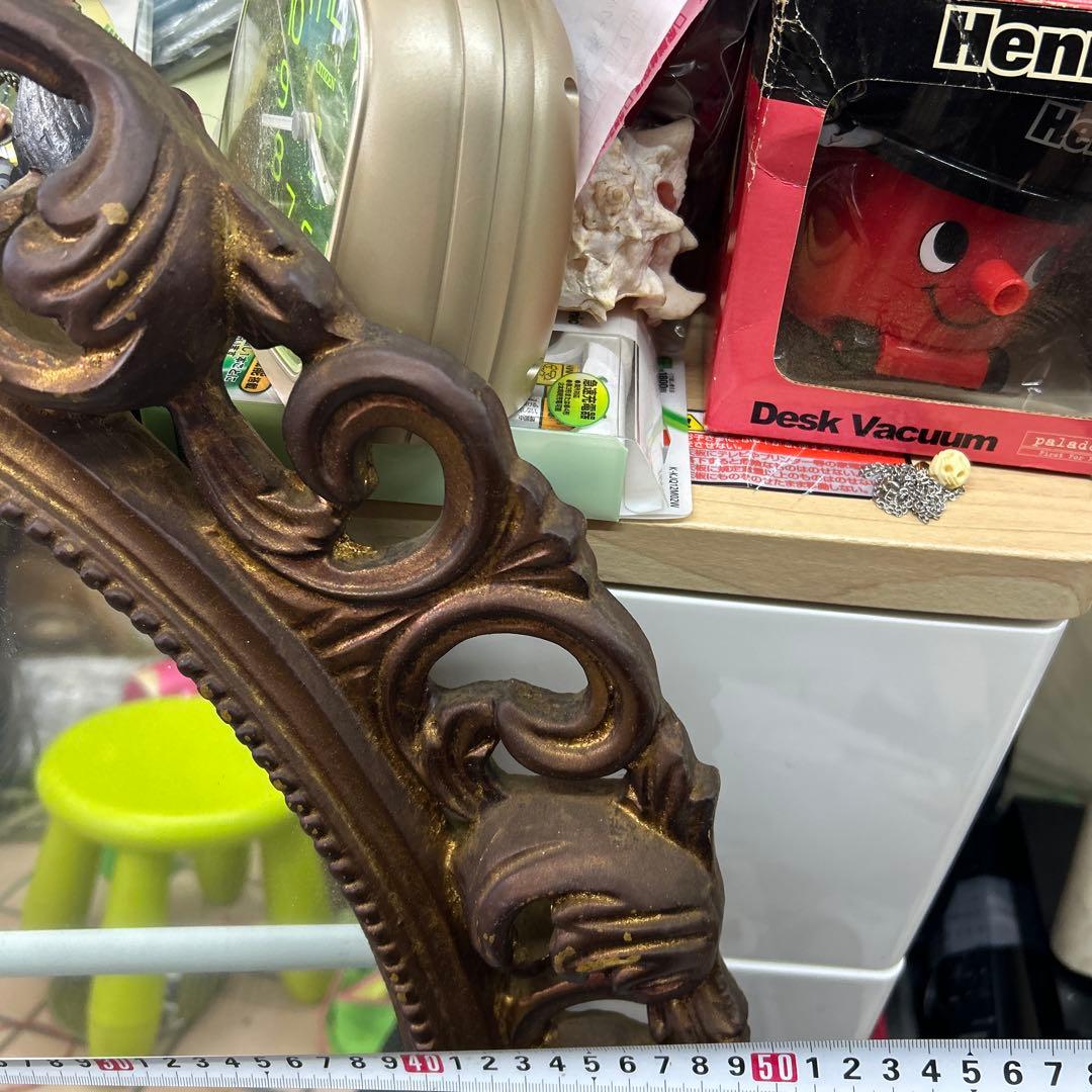 イタリア製　　壁掛け ウォールミラー アンティーク 鏡 飾りミラー 木製