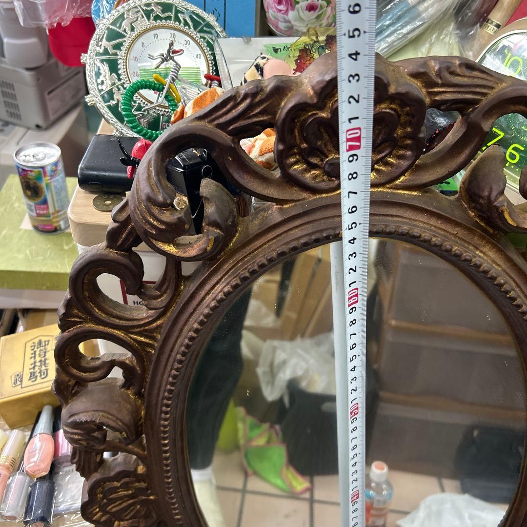 イタリア製　　壁掛け ウォールミラー アンティーク 鏡 飾りミラー 木製