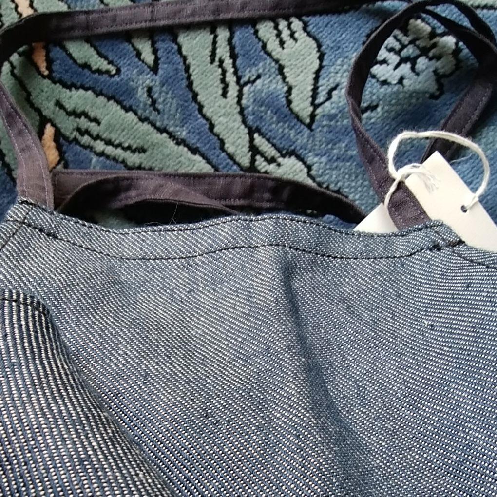 ポーランドリネンデニムのエプロン ハンドメイド