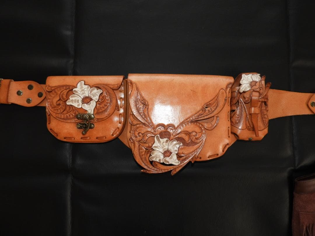 レザークラフト ウエスタン ベルト ポーチ おまけ ポシェット
