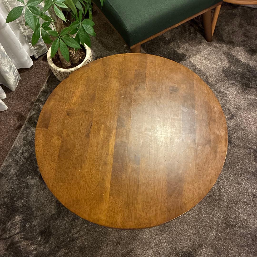 丸いちゃぶ台　折りたたみ式円形テーブル 直径70cm ダークブラウン