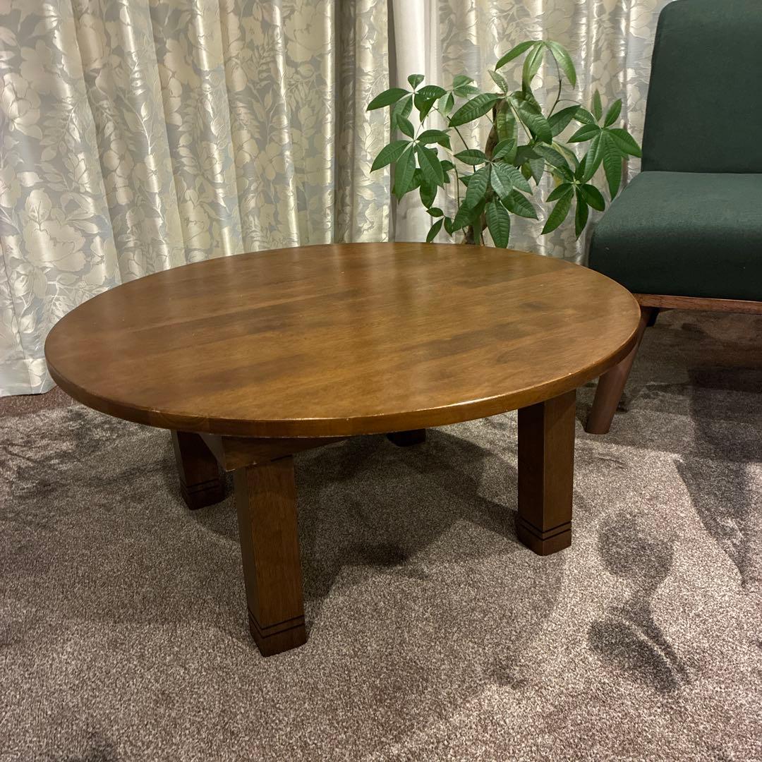 丸いちゃぶ台　折りたたみ式円形テーブル 直径70cm ダークブラウン