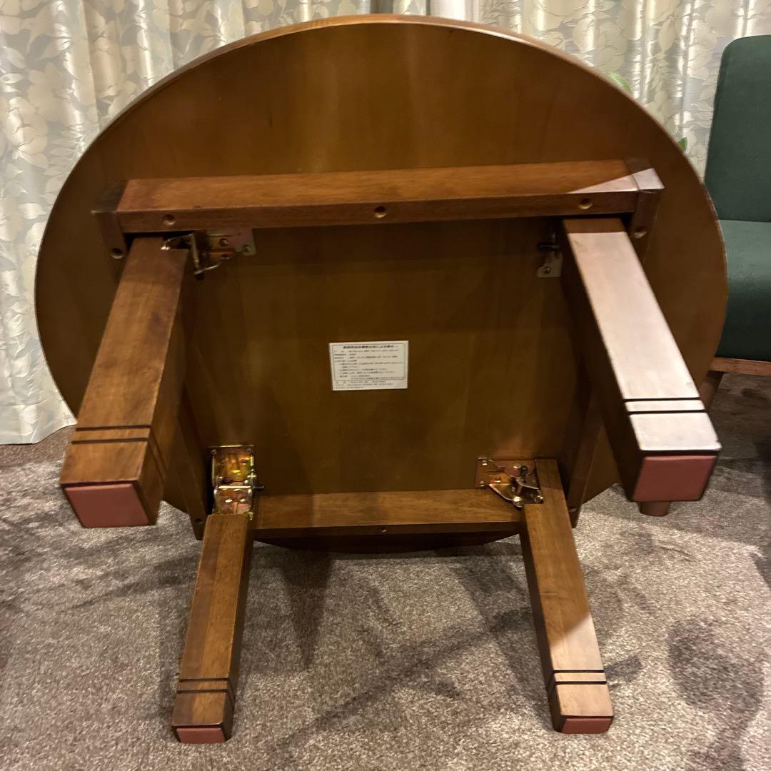 丸いちゃぶ台　折りたたみ式円形テーブル 直径70cm ダークブラウン